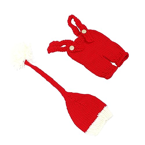 DIYEAH 1 Satz Handgemachtes Strickkostüm für Neugeborene Babymütze für Fotografie Hautfreundliche Wolle für Babyfotoshooting Rotes Outfit für Unvergessliche von DIYEAH