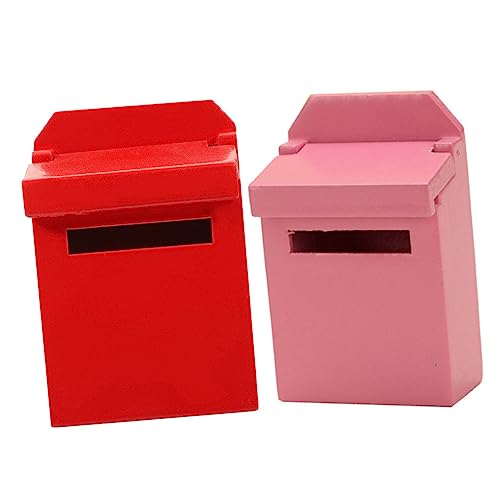 DIYEAH 1 Satz Mini-briefkasten- Miniaturen Häuser Möbel Für Kinderspielzeug Tapete Pink Toys Winziges Figurendekor Winzige Briefkastendekoration Hölzern 2 Stück von DIYEAH