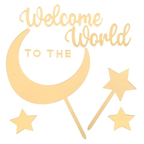 DIYEAH 1 Satz Shower Kuchen Dekoration Set mit Mond und Stern Acryl Toppers für Geschlechtsoffenbarung und Geburtstagsfeiern Geschenkverpackung von DIYEAH