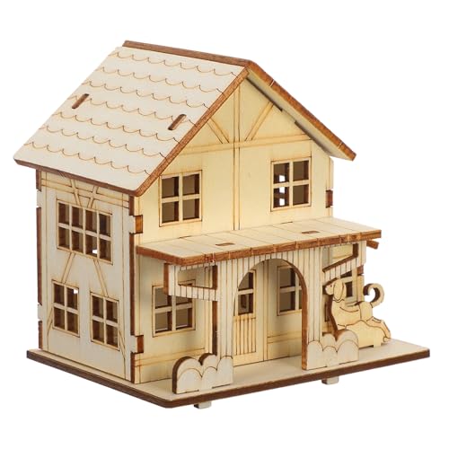 DIYEAH 1 Set Holzhaus-Bausatz: LED-Mini-Villa-Bausatz – handgefertigtes Puppenhaus aus Holz – Architekturmodellbauprojekt für Erwachsene und Kinder von DIYEAH