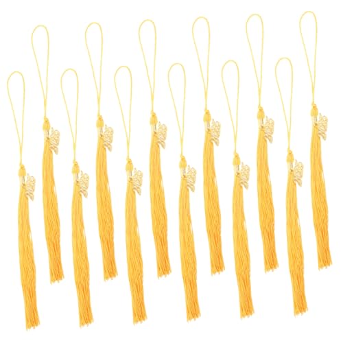 DIYEAH 12 Stück Teiliges Abschluss-quasten Goldenem Charme Polyester Abschlusskappen-dekoration Einfach Anzubringen Elegant für Doktorhut und Abschlussfeier Zubehör von DIYEAH