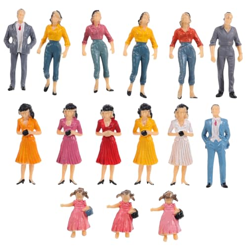 DIYEAH 15 Stück Teiliges Bemalte Miniaturfiguren Architektur Layout Figuren für Modelleisenbahnen Schulprojekte und Spielzeughäuser Zufälliger Stil Zufällige Farbe von DIYEAH