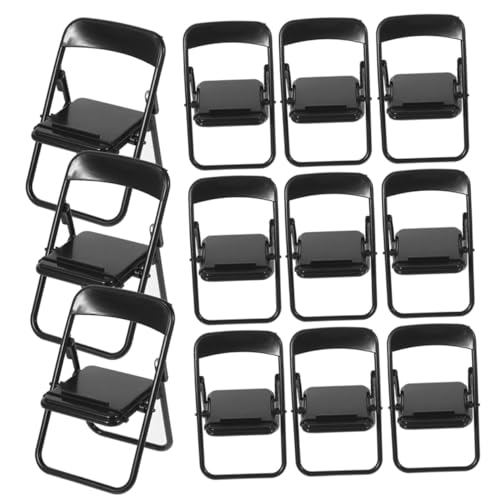 DIYEAH 18 Stück Teiliges Mini Klappstuhl als Smartphone Halter Realistisches Design Kompakt Desktop Handyhalter für Dekoration Schwarz von DIYEAH