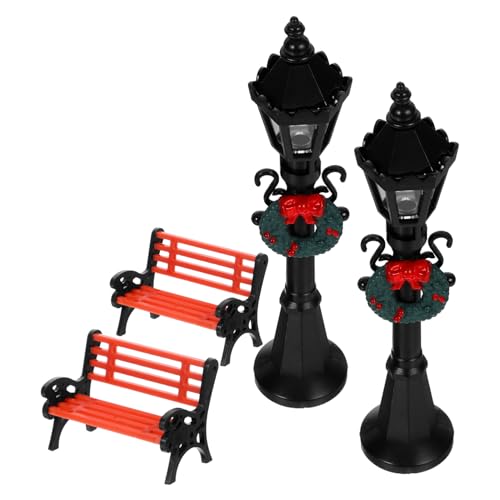 DIYEAH 2 Sätze Miniatur Straßenlampe mit Teiliges für Puppenhaus Dekoration Vielseitig Einsetzbar für Feengarten und Gartenlandschaften von DIYEAH