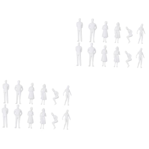 20 Sätze Modellzug Set Modellbau Landschaft Modelle Miniaturfigur Menschen Zahlen Schurke Pack Weiß von DIYEAH