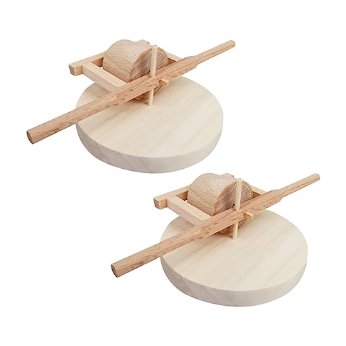2St Tischdekoration aus Holzspielzeug Spielzeug für Kinder Holzmühlsteinausschnitt Modelle Miniatur aus Holz Mini-Mühlstein hölzern Ornamente landwirtschaftliche Werkzeuge von DIYEAH