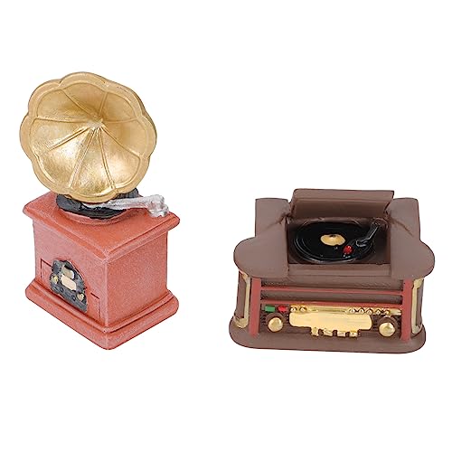 DIYEAH 2St Vintage-Ornamente Miniatur-Phonograph Miniaturen zum Basteln Mini-Phonographenmodell hühner weihnachtsdeko beleuchtet innen Mini-Hausschmuck Mini-Modell Harz von DIYEAH