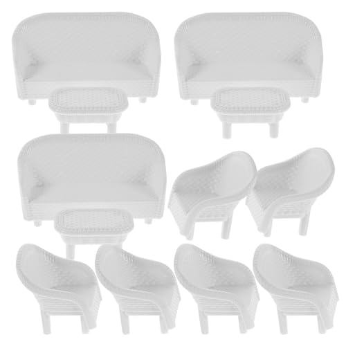 DIYEAH 3 Sätze Miniaturmöbel für Puppenhäuser Elegantes Sofa Tisch und Stuhl Kunststoff für Sandtisch und Fantasiegärten Teile für Spiel von DIYEAH