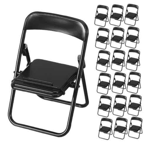 DIYEAH 32 Teiliger Klappstuhl Handyhalter Puppenhaus Winziger Stuhl Figur Miniatur Stühle Zum Basteln Winzige Sitze Miniatur Stühle Für Puppenhaus Mini Stühle Schwarzer von DIYEAH