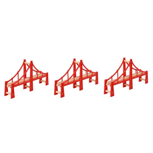 3St Spur holziges Spielzeug Holzpuzzle Massenspielzeug für Kinder Zugböcke Spielzeuge Überführung Modell Spielzeug Gleise Eisenbahnbrücke Schüttgut der Zug hölzern von DIYEAH