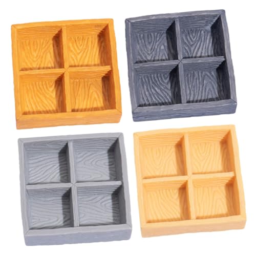 DIYEAH 4 Stück Miniatur Aufbewahrungsbox aus Resin Vierfache Fächer Realistische Miniatur Dekoration für Puppenhaus Candy und Nuss Organizer Kompakt Tragbar für Modelllandschaften von DIYEAH