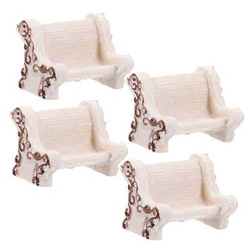 DIYEAH 4 Teiliges Stuhlzubehör Gartenminiaturen Kinderminiaturen Zum Basteln Miniatursachen Puppenhausmöbel Mini Stuhl Miniaturen Stuhl Puppenhausminiaturen Weißes Harz von DIYEAH