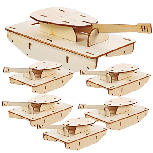 DIYEAH 6 STK Zusammengebauter Holztank 3D-gebäude-Puzzle Pädagogisches Holzhandwerk Unfertiges Panzermodell Aus Holz Holztankmodelle Stammbau Tankmodell Aus Holz Stengel Leer Gemalt Kind von DIYEAH