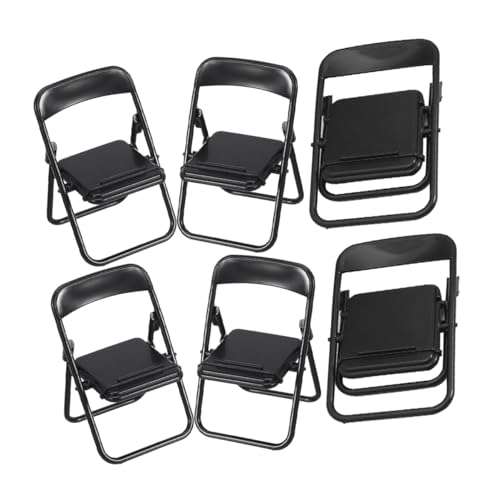 DIYEAH 6 Stück Handyhalter Möbel Klappstuhl Stühle Puppenhaus Handyständer Handyhalter Mini Stuhl Telefonhalter Stuhl Telefonhalterung Mikro Landschaft Kunststoff Schwarz von DIYEAH