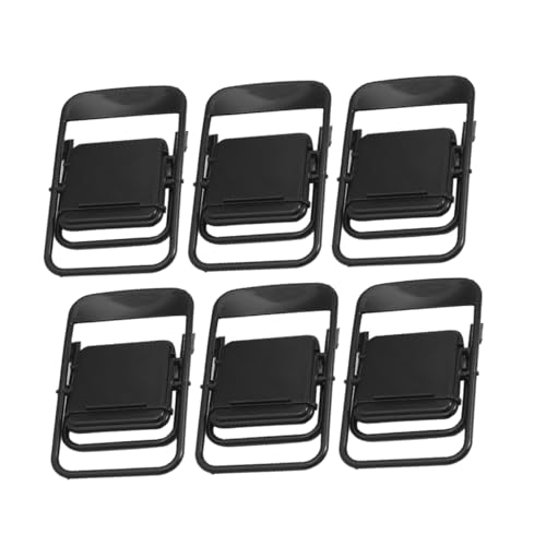 DIYEAH 6 Stück Handyhalter Stühle Puppenhausmöbel Klappstuhl Handyständer Stuhl Telefonhalterung Stuhl Telefonhalter Winziger Stuhl Requisite Handyhalter Mini Stuhl Schwarzer Kunststoff von DIYEAH