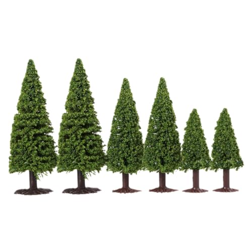 DIYEAH 6 Stück Modellkiefer Modellbäume Schuppenbäume für Baum Kleine Bäume Wald Szenen-Layout-Modell Miniatur gefälschter Baum Mini-Bäume zum Basteln Miniaturbaum Plastik Green von DIYEAH