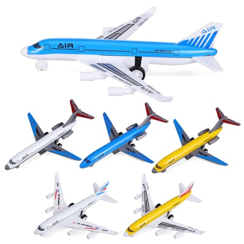 DIYEAH 6 Stück Teiliges Pull Back Flugzeugmodell Set Legierung Robuste Flugzeug Spielzeuge für Sammler und Spielzeugliebhaber Langlebig von DIYEAH