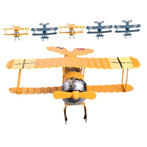 DIYEAH 6 Stück Teiliges Retro Eisenflugzeug Modell Gelb und Blau Vintage Metall Flugzeug Dekoration für Jungenzimmer Party Tischmittelstücke Kreative Hängedekoration für Kindergarten und von DIYEAH