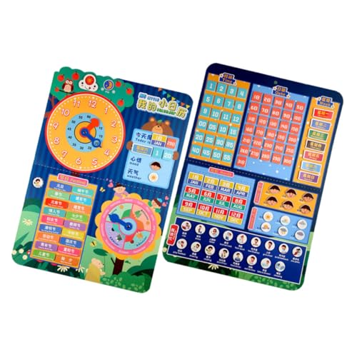 DIYEAH Frühpädagogischer Kalender Wettertafel Lernspielzeug für Buntes Magnetisches mit Wochentagen Monaten Jahreszeiten zur Spielerischen und Wettererkennung für Vorschulkinder von DIYEAH