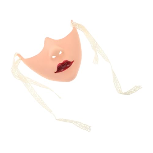 DIYEAH Handbemalte Maske mit Hautfarbener Roten Lippen für Karneval Maskenball und Theaterveranstaltungen von DIYEAH
