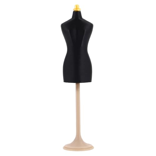 DIYEAH Mini Puppenmannequin Stand mit Sockel Leichter Tragbarer Puppe Torso für Kinderkleidungsdesign Schmuck und Handwerksdisplay Vielseitiger Schwarzer Puppenhalter von DIYEAH