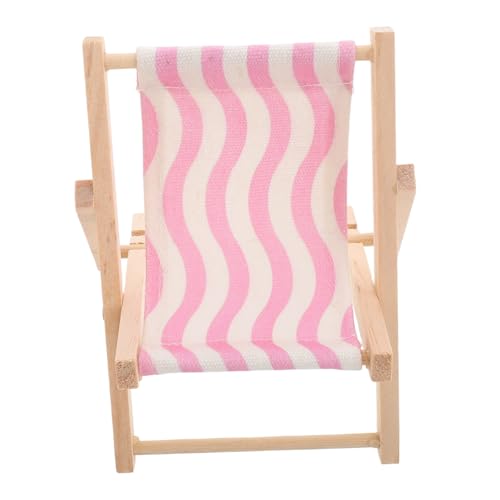 DIYEAH Miniatur-stuhlspielzeug Mobiler Desktop-klappständer Lustiger Handyhalter Puppenhausdekoration Am Strand Stuhl-Desktop-handyhalterung Klappstuhl Telefonhalter Rosa Stoff von DIYEAH