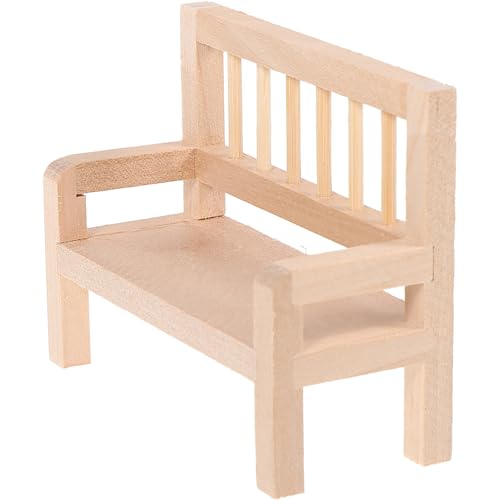 DIYEAH Minihaus Holzbank wohnaccessoires holzstuhl Hauszubehör winziges Häuser Mini Möbel mach es mini Puppenhaus Bücherregal-Miniaturen Mini-Aufbewahrungsbank aus Holz hölzern von DIYEAH