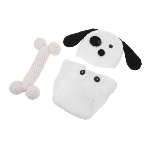 DIYEAH Neugeborenen Fotokostüm Outfit Gestrickt Welpen Design Handmade Fotoshooting Requisiten für Jungen und Mädchen Weiche Babykleidung von DIYEAH