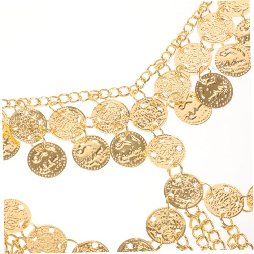 DIYEAH Retro Party Damen Kostüm Maske mit Atmungsaktivem Tüll Schleier Exotischer Gesichtsschleier für Bauchtanz Cosplay Bühnenauftritt Goldfarbene Metallmünzen Kettenverzierung von DIYEAH