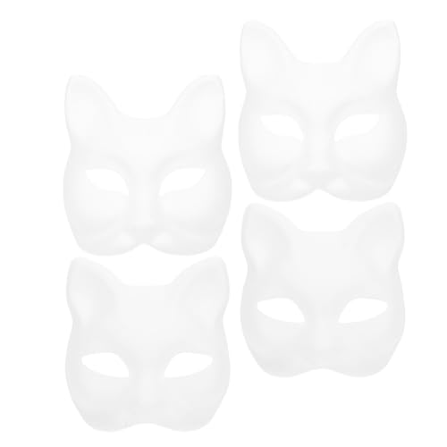 DIYEAH Therian-Maske 4 Stück Weiße Papier-Katzenmasken Unbemalte Fuchs-Masken Diy-Leermasken Tier-Halbmasken Für Halloween Maskerade Cosplay-Kostüm-Requisiten von DIYEAH