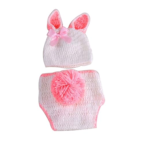Handgemachte Häkelmütze für Junge Mädchen im Cartoon Hasenstil für Fotografie Requisiten Monate Atmungsaktiv Elastisch Unisex Design aus Häkelbaumwolle für Jungen von DIYEAH
