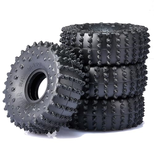 Superweiche 1,0-Pin-Reifen, 72 x 27 mm, klebriger Crawler-Reifen für TRX4M 1/18 1/24 RC Crawler Car Axial SCX24 FMS FCX24 AX24 Upgrade-Rad, Rock Crawler Reifen, mit doppellagigen Schwämmen Superweiche 1,0-Pin-Reifen, 72 x 27 mm, klebriger Crawler-Reifen für TRX4M 1/18 1/24 RC Crawler Car Axial SCX24 FMS FCX24 AX24 Upgrade-Rad, Rock Crawler Reifen, mit doppellagigen Schwämmen von DJCRAWLER