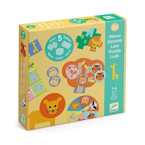 MEMO, Loto, Domino – Wildtiere – 5 Spiele von DJECO