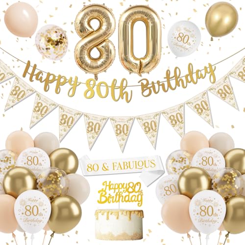 80 Geburtstag Deko, Deko 80. Geburtstag Frauen, Luftballon 80. Geburtstag Weiß Gold, Happy Birthday Banner, Riesen Folienballon Zahl 80 Konfetti Ballon Cake Topper für 80 Geburtstag Frauen Deko 80 Geburtstag Deko, Deko 80. Geburtstag Frauen, Luftballon 80. Geburtstag Weiß Gold, Happy Birthday Banner, Riesen Folienballon Zahl 80 Konfetti Ballon Cake Topper für 80 Geburtstag Frauen Deko von DJLLA