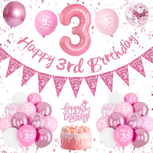 Deko 3. Geburtstag Mädchen, Luftballon 3 Geburtstag Rosa, Geburtstagsdeko 3 Jahre, Rosa Weiße Ballons, 3. Banner Luftballon 3. Zahl 3 Deko Deko 3. Geburtstag Mädchen, Luftballon 3 Geburtstag Rosa, Geburtstagsdeko 3 Jahre, Rosa Weiße Ballons, 3. Banner Luftballon 3. Zahl 3 Deko von DJLLA