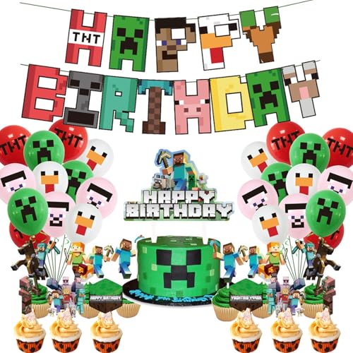 Pixel Geburtstagsdeko, Pixel Stil Alles Gute zum Geburtstag Banner, Pixel Gamer Thema Party Dekoration, Video Game Party Zubehör, Spiel Partyzubehör Set, Happy Birthday Banner Cupcake Toppers Pixel Geburtstagsdeko, Pixel Stil Alles Gute zum Geburtstag Banner, Pixel Gamer Thema Party Dekoration, Video Game Party Zubehör, Spiel Partyzubehör Set, Happy Birthday Banner Cupcake Toppers von DJMYJT