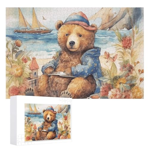 1000 Puzzleteile, personalisierbar, für Erwachsene, ein Bär am Strand, personalisierte Fotopuzzle, Holzpuzzle, klassisches Puzzle für Familie, Hochzeit 1000 Puzzleteile, personalisierbar, für Erwachsene, ein Bär am Strand, personalisierte Fotopuzzle, Holzpuzzle, klassisches Puzzle für Familie, Hochzeit von DJUETRUI