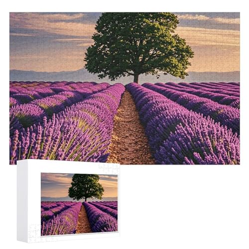 1000 Puzzleteile, personalisierte Puzzleteile für Erwachsene, Lavendelfelder und Bäume, personalisierte Fotopuzzle, Holzpuzzle, klassisches Familienpuzzle 1000 Puzzleteile, personalisierte Puzzleteile für Erwachsene, Lavendelfelder und Bäume, personalisierte Fotopuzzle, Holzpuzzle, klassisches Familienpuzzle von DJUETRUI