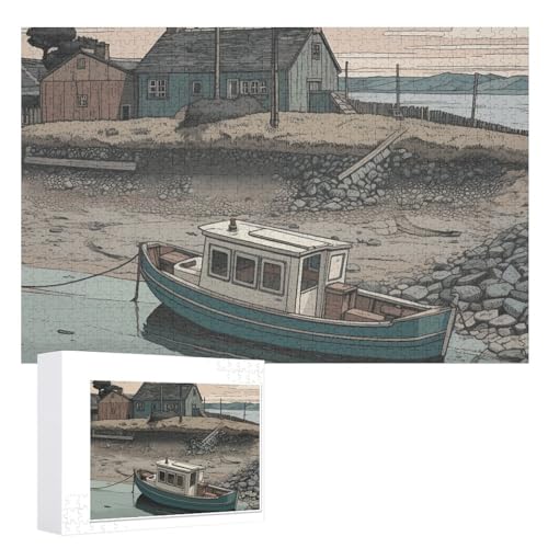 1000 Puzzleteile, personalisierte Puzzleteile für Erwachsene, ein Boot auf dem Wasser, personalisierte Fotopuzzle, Holzpuzzle, klassisches Puzzle für Familie, Hochzeit von DJUETRUI