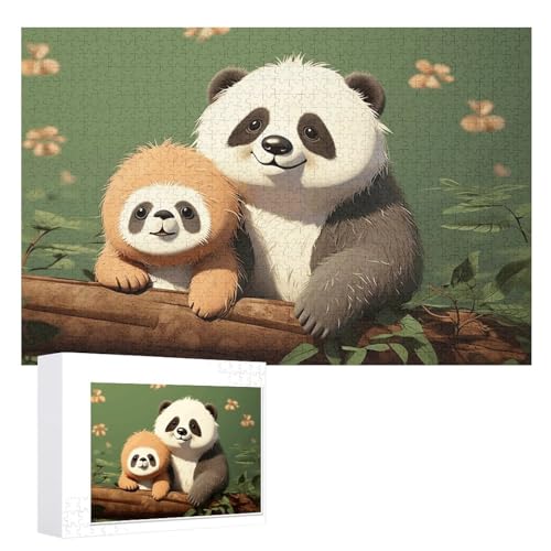 1000 Puzzleteile, personalisierte Puzzleteile für Erwachsene, niedliches Panda und Faultier Bildpuzzle, personalisierte Fotopuzzle, Holzpuzzle, Puzzle von DJUETRUI