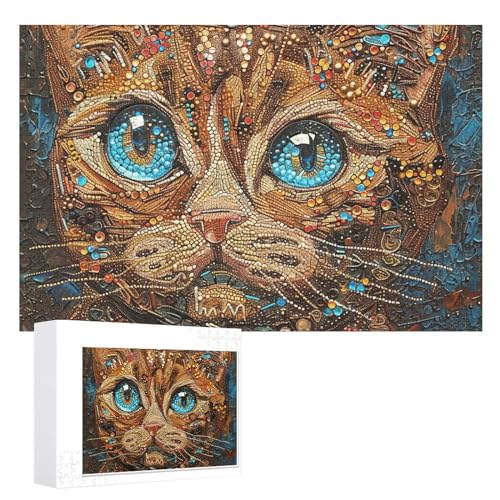 1000 Puzzleteile, personalisiertes Puzzlespiel für Erwachsene, Katzenkunst, personalisierte Fotopuzzle, klassisches Holzpuzzle für Hochzeit, Geburtstag von DJUETRUI
