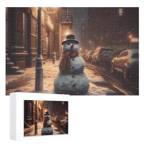 1000 Puzzleteile, personalisiertes Puzzlespiel für Erwachsene, Straßenbildpuzzle bei Nacht, personalisierte Fotopuzzle, Holzpuzzle, Puzzle von DJUETRUI