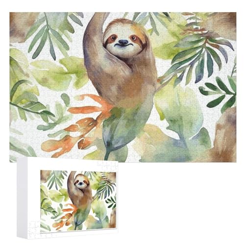 1000 Stück personalisierte Puzzles für Erwachsene, Aquarell Faultier Puzzle, personalisierte Fotopuzzle, klassisches Holzpuzzle für Hochzeit 1000 Stück personalisierte Puzzles für Erwachsene, Aquarell Faultier Puzzle, personalisierte Fotopuzzle, klassisches Holzpuzzle für Hochzeit von DJUETRUI