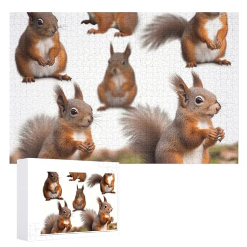 1000 Stück personalisierte Puzzles für Erwachsene, niedliche Eichhörnchen, personalisierte Fotopuzzle, klassisches Holzpuzzle für Hochzeit, Geburtstag, Tagesgeschenke von DJUETRUI