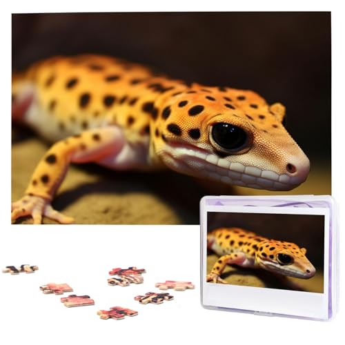 1000-teiliges Puzzle, personalisierbar, für Erwachsene, Leopardenmuster, kleiner Gecko, personalisierte Fotopuzzle, Holzpuzzle, klassisches Puzzle für Geburtstagsgeschenke 1000-teiliges Puzzle, personalisierbar, für Erwachsene, Leopardenmuster, kleiner Gecko, personalisierte Fotopuzzle, Holzpuzzle, klassisches Puzzle für Geburtstagsgeschenke von DJUETRUI