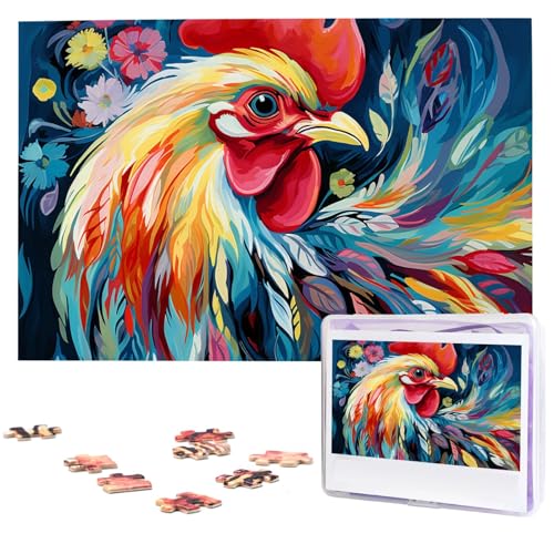 1000-teiliges Puzzle, personalisierbar, für Erwachsene, bunte Hühner-Kunst, personalisierbares Fotopuzzle, Holzpuzzle, klassisches Puzzle für Hochzeitsgeburtstagsgeschenke 1000-teiliges Puzzle, personalisierbar, für Erwachsene, bunte Hühner-Kunst, personalisierbares Fotopuzzle, Holzpuzzle, klassisches Puzzle für Hochzeitsgeburtstagsgeschenke von DJUETRUI