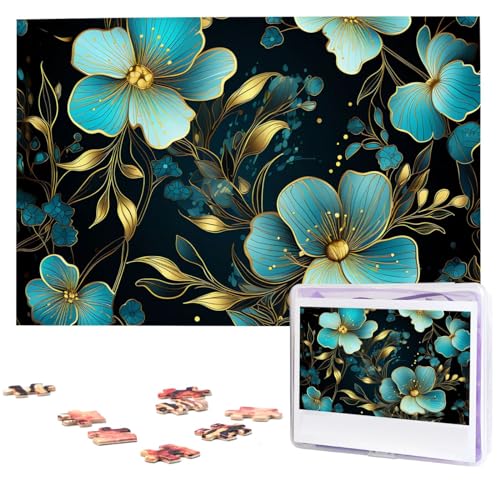 1000-teiliges Puzzle, personalisierbar, für Erwachsene, schöne blaue Blumen, personalisierte Fotopuzzle, Holzpuzzle, klassisches Puzzle für Hochzeitsgeburtstagsgeschenke 1000-teiliges Puzzle, personalisierbar, für Erwachsene, schöne blaue Blumen, personalisierte Fotopuzzle, Holzpuzzle, klassisches Puzzle für Hochzeitsgeburtstagsgeschenke von DJUETRUI