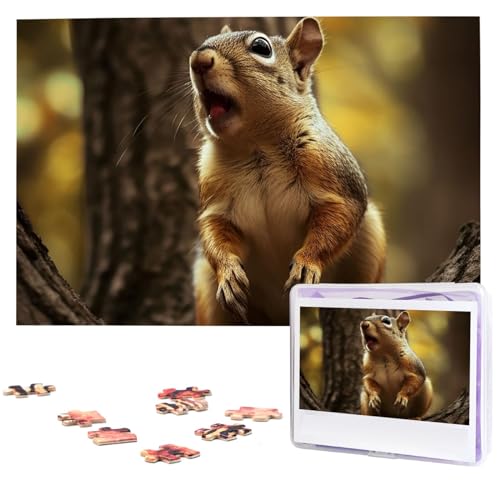 1000-teiliges Puzzle für Erwachsene, personalisierbares Eichhörnchen-Puzzle, Zungen-Puzzle, personalisierbares Foto-Puzzle, Holzpuzzle, klassisches Puzzle für Geschenke von DJUETRUI