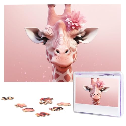 DJUETRUI 1000-teiliges Puzzle, personalisierbar, für Erwachsene, Giraffenbild-Puzzle, personalisiertes Fotopuzzle, Holzpuzzle, klassisches Puzzle für Geschenke von DJUETRUI