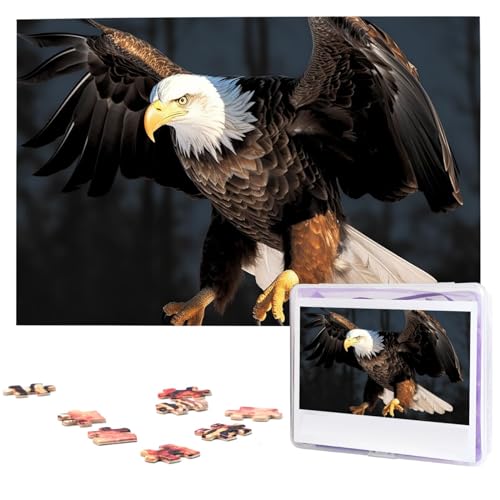 DJUETRUI Personalisiertes Puzzle, 1000 Teile für Erwachsene, 3D-Puzzle, Adler für Glatzenadler, personalisierte Fotopuzzle, Holzpuzzle, klassisches Puzzle für Geschenke von DJUETRUI